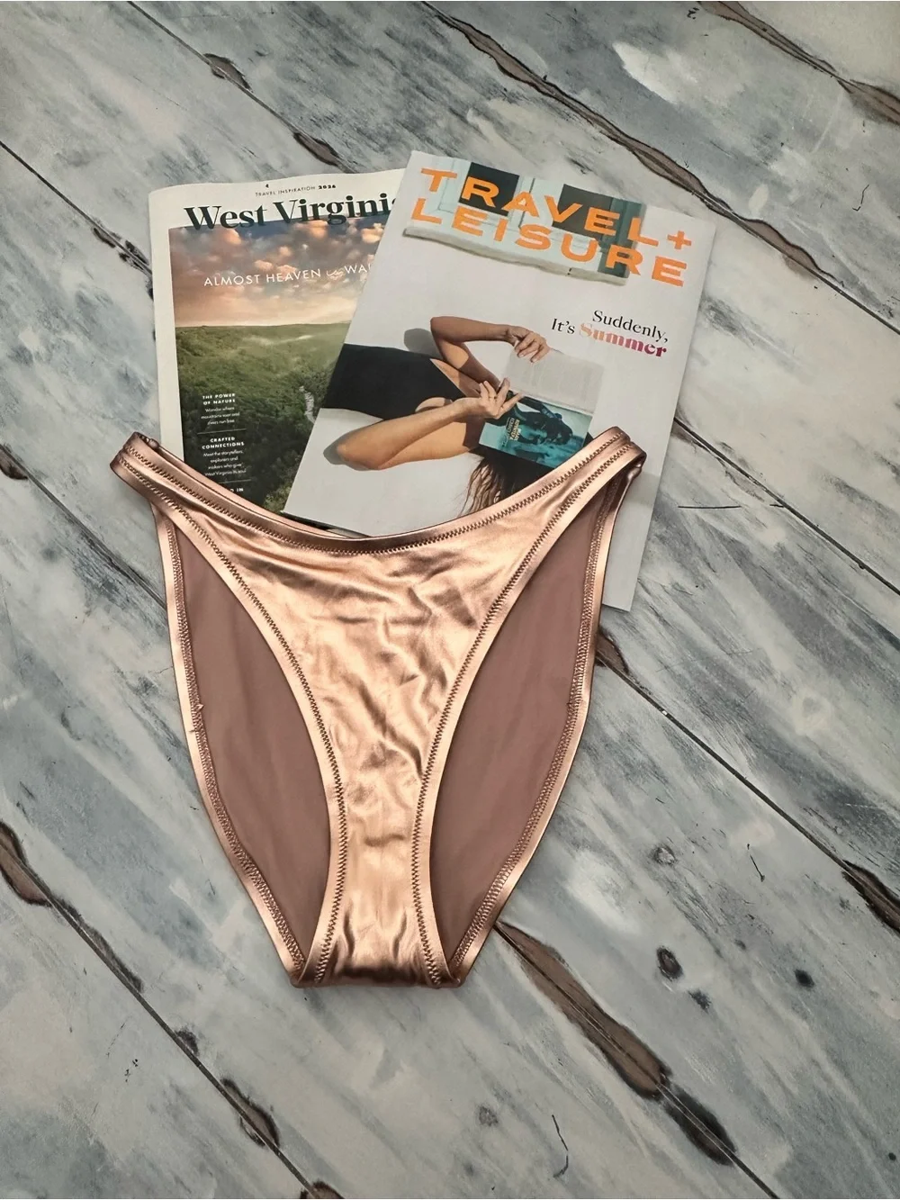 SKIMS Metallic Rose Gold Bikini Set